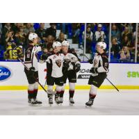 Ty Ronning and Vancouver Giants offer congratulations after a goal