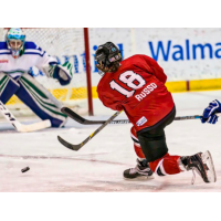Rebecca Russo of the Metropolitan Riveters releases a shot on goal