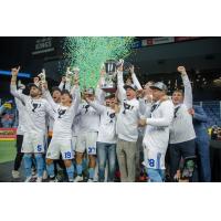 San Diego Sockers hoist the Ron Newman Cup after winning the MASL championship
